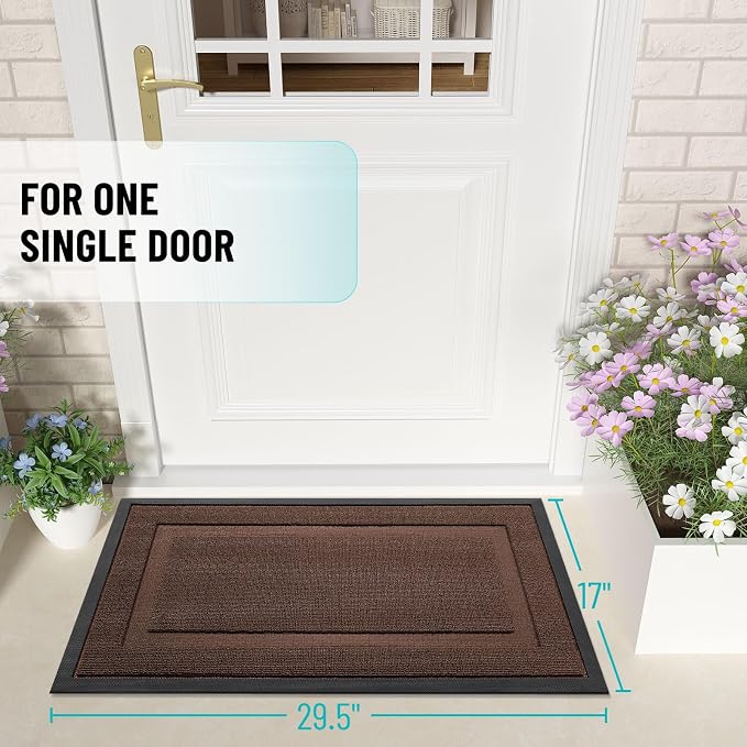 OLANLY Front Door Mat Outside 29.5x17, All-Season Heavy-Duty Rubber Doormat | - Image 2