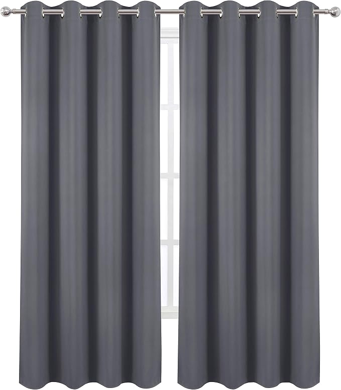 Blackout Curtains 66 x 84 inch/Grey Curtains Set of 2 Panels/Thermal Insulated - Image 2