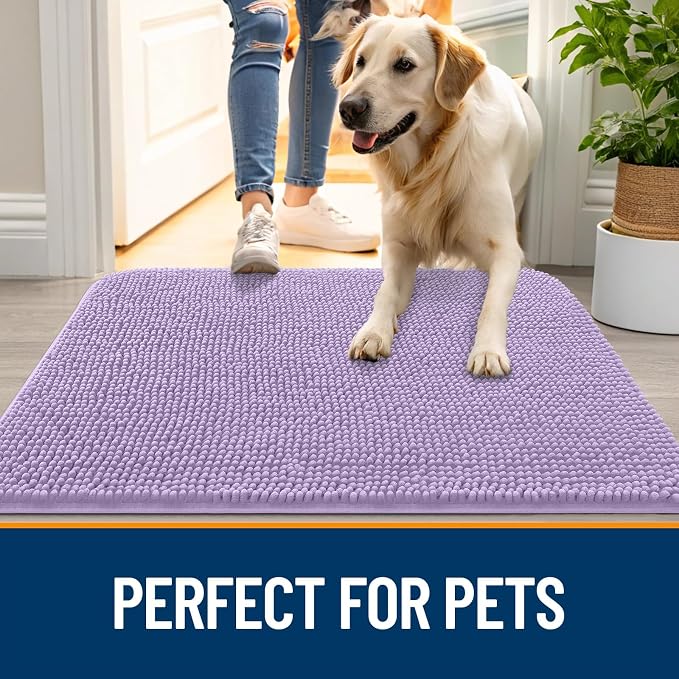 OLANLY Dog Door Mat for Muddy Paws 24x16, Super Absorbent Chenille Mud Mat | - Image 6