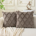Set of 2 Soft Moroccan Throw Pillow Covers 16x16 Inch Plush Boho Decorative by Cozoomy