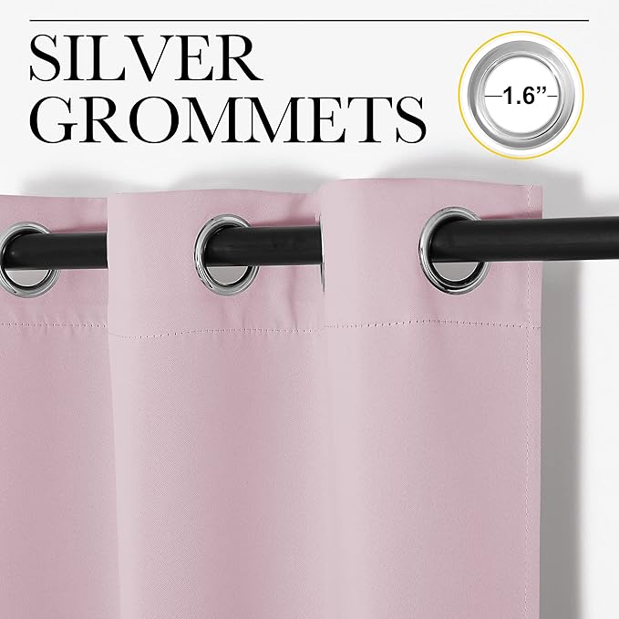 NICETOWN Baby Pink Blackout Curtains 102 inches Length for Living Room, 2 Panels, 55" Wide, Thermal Insulated Long Drapes for Large Window
