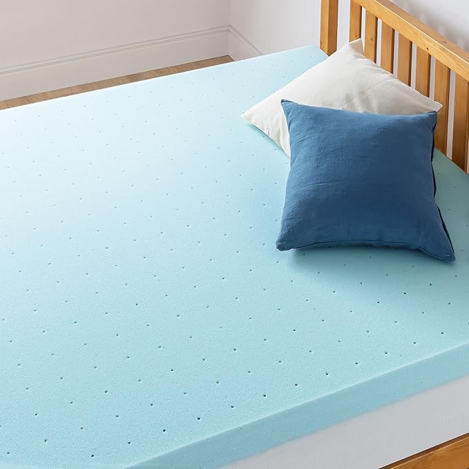 Best Price Mattress 4 Inch Ventilated Memory Foam Mattress Topper, Cooling Gel Infusion, CertiPUR-US Certified, Dorm Essentials, Short Queen