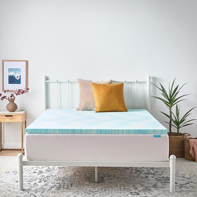 Linenspa 2 Inch Gel Swirl Memory Foam Mattress Topper – Cooling Gel Infused – Pressure Relieving Bed Topper - Mattress Pad – CertiPUR Certified - Full Size