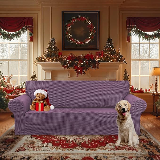 Stretch Oversized Couch Covers for Sofa Slipcover, Dark Purple | 1-Piece - Image 2