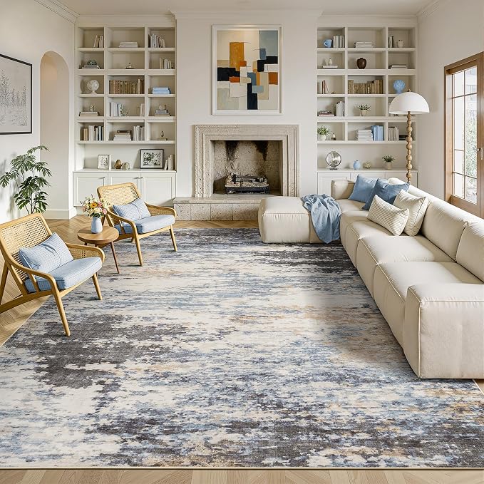 9x12 Area Rug for Living Room, Abstract Washable Large Rugs, Dining Room by Lofus