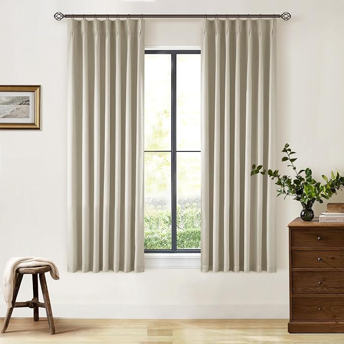 Burlywood Birch 63 Inch Blackout Pleated Linen Curtains - Image 8