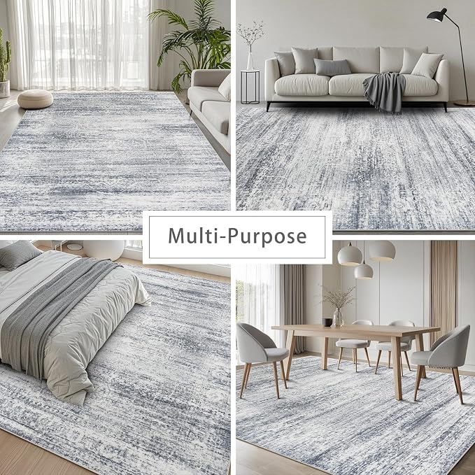 5x7 Washable Area Rugs for Living Room, Dining Room | Minimal, Ultra Soft Faux - Image 5