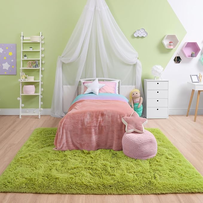 9x12 Extra Large Green Fluffy Area Rug Non-Slip - Image 4