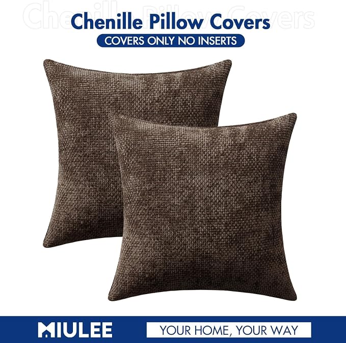 MIULEE Decorative Couch Throw Pillow Covers 16x16 Inch Dark Brown 2 Pack | - Image 6