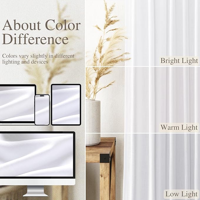 Snow White Linen Curtains 90 Inches Long - Image 3
