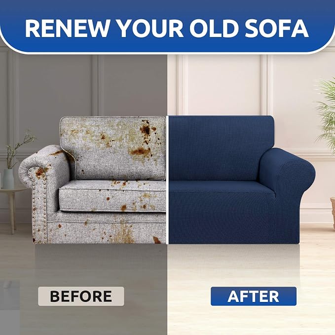 Stretch Loveseat Couch Cover, 2 Cushion Couch Slipcover, Elastic Bottom - Image 7