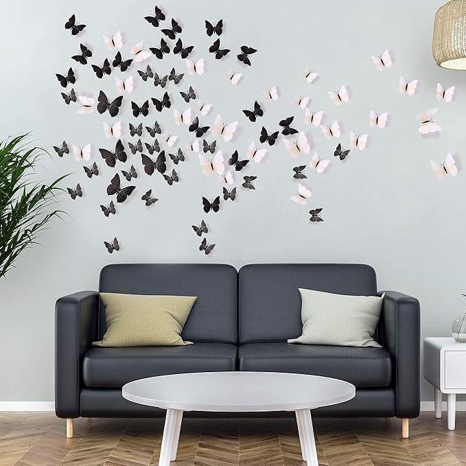 24pcs 3D Vivid Special Man-Made Lively Butterfly Art DIY Decor Wall Stickers Decals for Nursery, Bathroom, Office, 3D Crafts