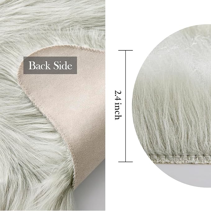 MIULEE Fluffy Area Rug 3x5 ft Faux Fur Sheepskin Rug - Image 2
