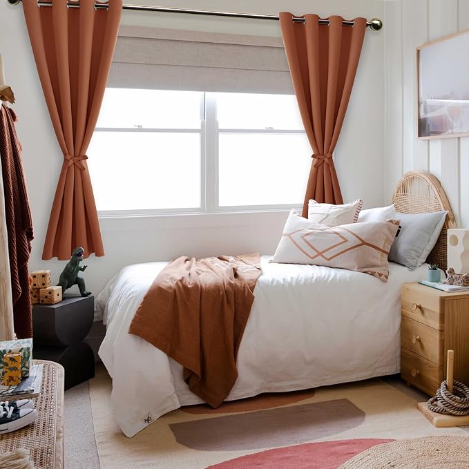 Fall Blackout Curtains for Bedroom, 52 x 63 Inches, Burnt Ochre | Thermal - Image 6