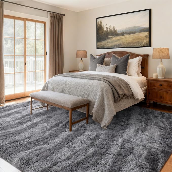 Area Rugs for Living Room, Tie-Dyed 6x9 Feet Soft Fluffy Shagg Plush Rug High - Image 2