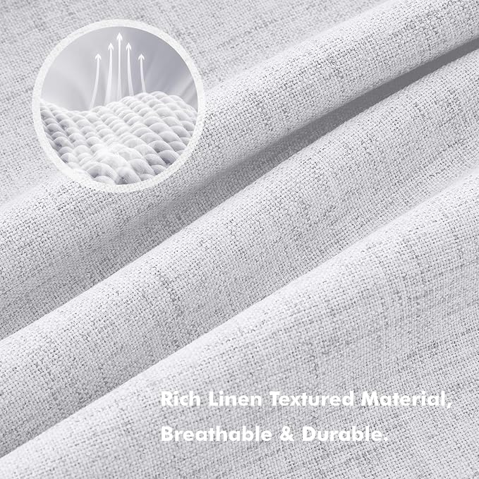 MIULEE 100% Blackout Linen Curtains 42 x 84 Inch Grayish White 2 Panels | - Image 3