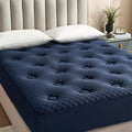 Hansleep Queen Mattress Topper Viscose Derived from Bamboo, Memory Foam Pillow Top Mattress Topper Queen with Deep Pocket, Breathable Mattress Pad for Back Pain Relief, 60" x80", Navy Blue