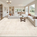 10x14 Area Rugs Living Room: Bedroom Neutral Washable Carpet Beige | Large by Luxturiy