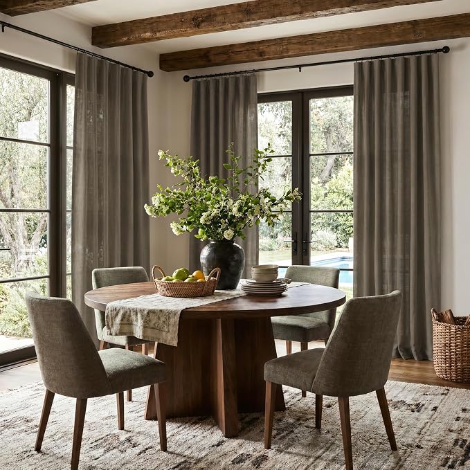 Chocolate Brown Curtains for Living Room 84 Inch Length 2 Panels Set Light - Image 2