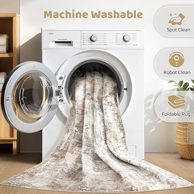 LOONGRUG 10x12 Area Rug Washable Large Neutral Modern Living Room Rug | - Image 2