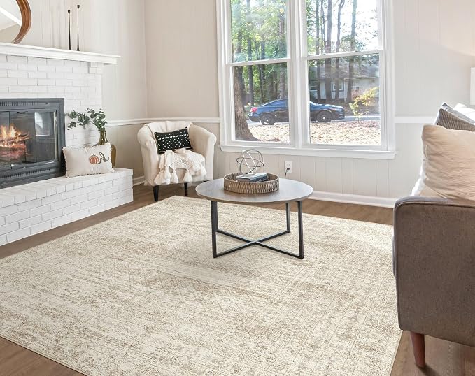 UERMEI Square Area Rugs : Washable 8x8 Neutral Modern Abstract Carpet - Image 7
