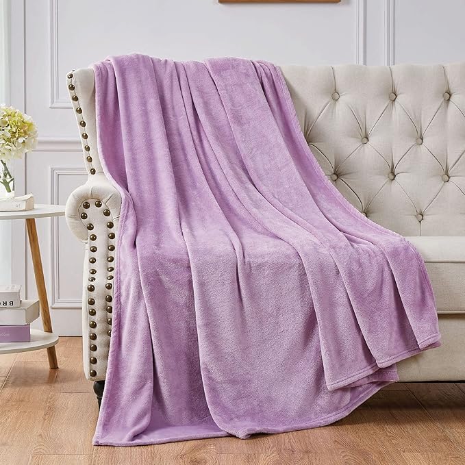 Walensee Fleece Blanket Plush Throw Fuzzy Lightweight (Queen Size 90x90 Lilac) Super Soft Microfiber Flannel Blankets for Couch, Bed, Sofa Ultra Luxurious Warm and Cozy for All Seasons