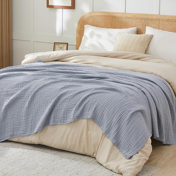 EMME Muslin Blankets for Adults Throw Blanket for Couch Breathable Gauze Soft - Image 6
