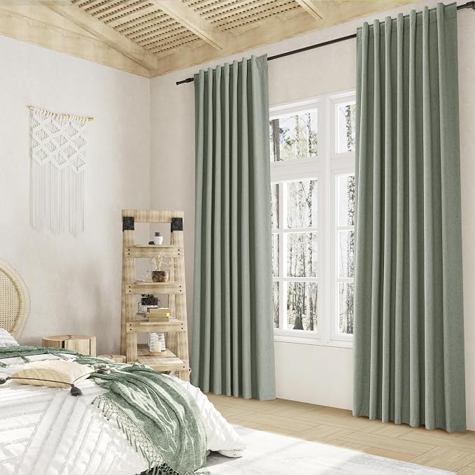 Desert Sage 100% Blackout Linen Curtains 72 Inch Length 2 Panels Set - Image 8