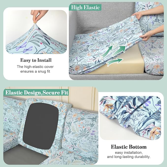 14Pcs Patio Cushion Covers Stretch Outdoor Furniture Protector Slipcovers | - Image 4