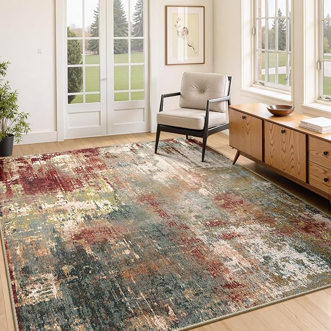 RELEANY Washable 4'x6' Abstract Area Rug by RELEANY
