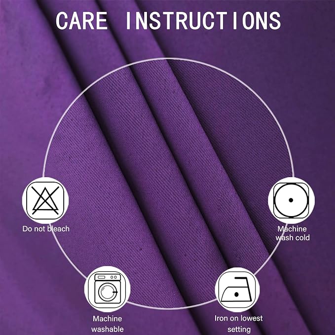 Blackout Curtains 66 x 72 Inch Long Purple Curtains Set of 2 Panels Room - Image 4