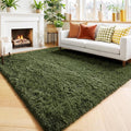 Amdrebio Olive Green Shag Plush Area Rug 4x6 by Amdrebio