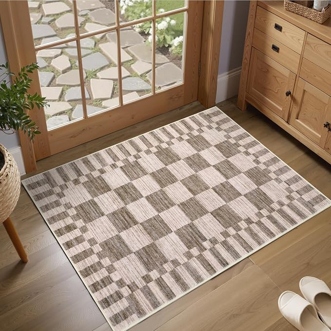 GarveeHome Checkered Washable 2x3 Rug Small Area Rugs Non-Slip by GarveeHome