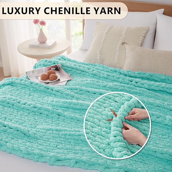 L'AGRATY Chunky Knit Throw Blanket - Image 3