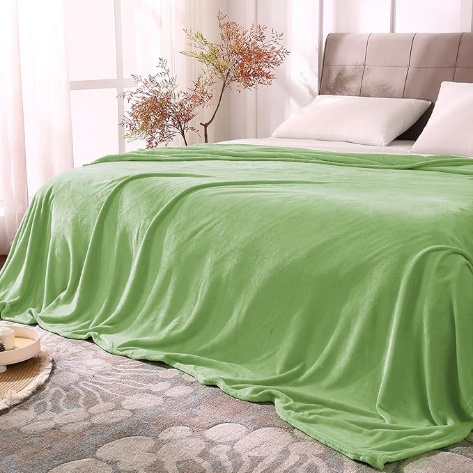 BEDELITE Fleece Blanket Soft Plush King Bed Blanket Grass Green 108"x90" | by BEDELITE