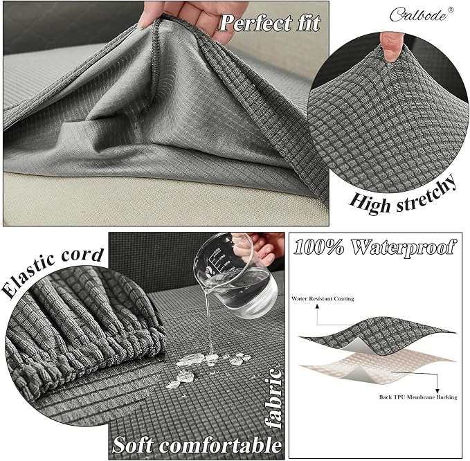CALBODE 14Pcs Outdoor Stretch Cushion Covers, Waterproof Outdoor Chair Cushion - Image 3