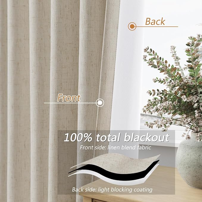 Extra Long 100% Blackout Linen Curtains - Image 4