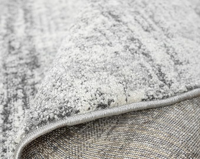 Keen Home Design Area Rugs - 8ft Round Non-Shedding, Abstract Rugs for Kitchen, Living Room, Bedroom, Dining Room, Entryway - Size: 7'10" Round, Abstract Cream/Grey