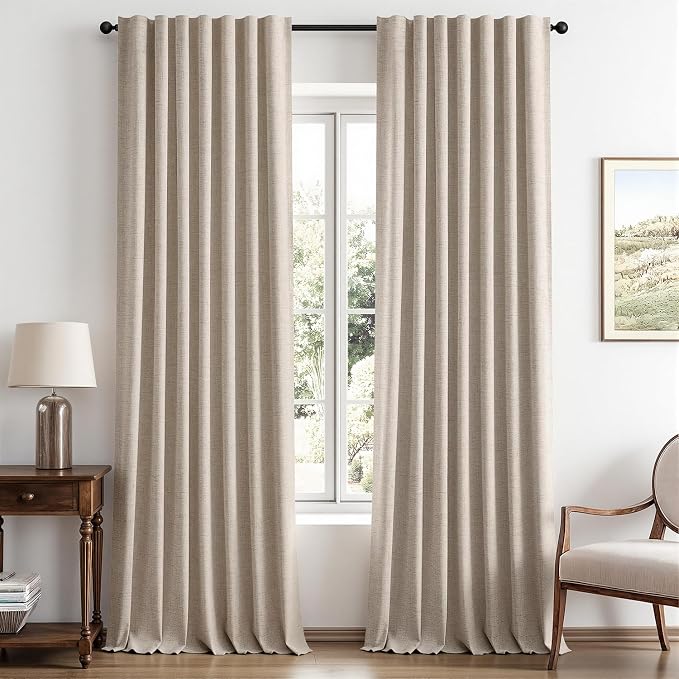 MIULEE 100% Blackout Linen Curtains by MIULEE