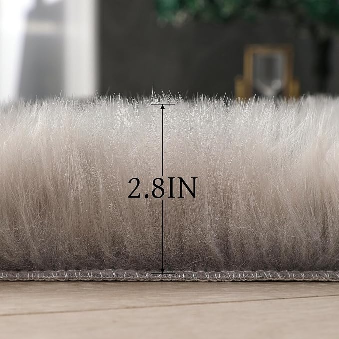 linmopm Faux Fur Sheepskin Rug, 2x3 ft | Shag Fluffy Fuzzy, High-Density Cushion - Image 3