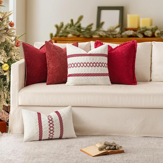MIULEE Decorative Couch Throw Pillow Covers 20x20 Inch Red 2 Pack | Summer - Image 4