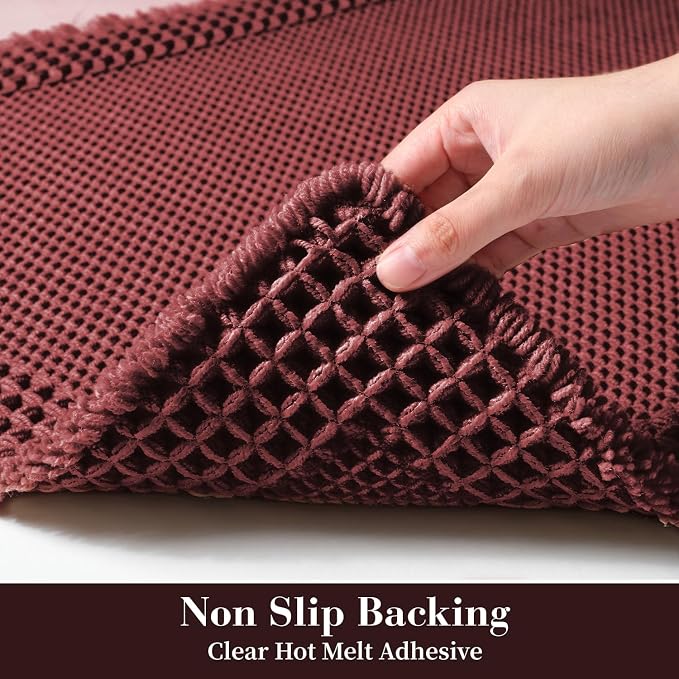 RESARE Waffle Bath Mat for Bathroom Non Slip Bathroom Rugs 24"x36" Dark Red | - Image 4