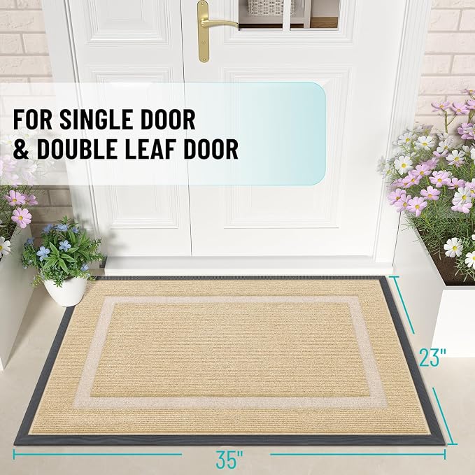 OLANLY Front Door Mat Outside 35x23, All-Season Heavy-Duty Rubber Doormat | - Image 2