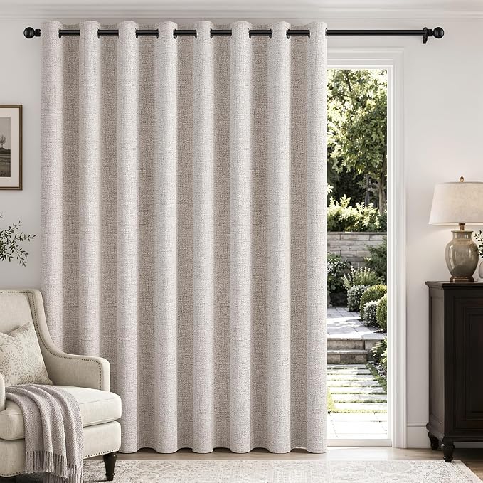 MIULEE Extra Wide 100% Blackout Linen Curtains by MIULEE