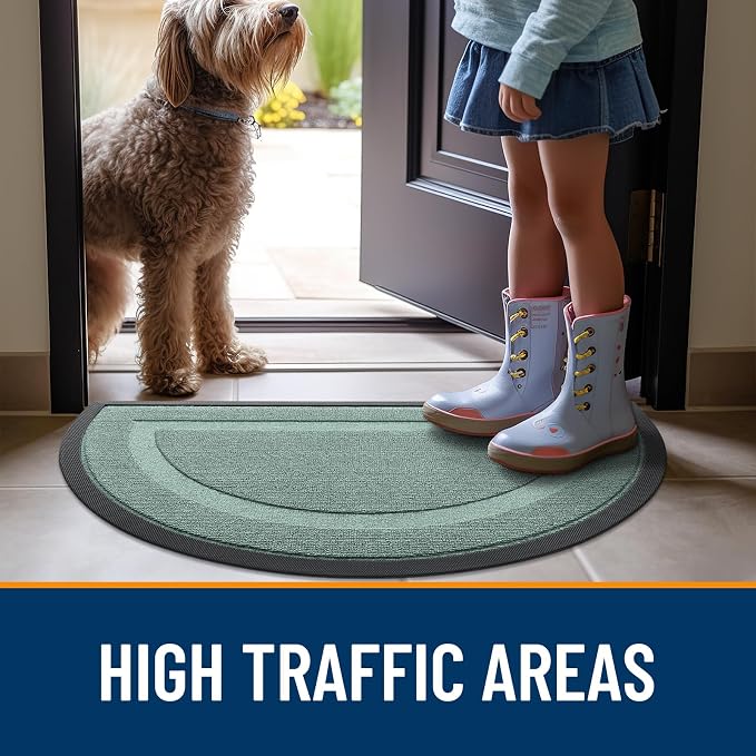 OLANLY Half Circle Front Door Mat Outside 35x23 All-Season Rubber Doormat | - Image 6