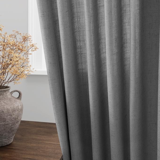 Extra Long Dark Grey Linen Curtains 120 Inches - Image 4