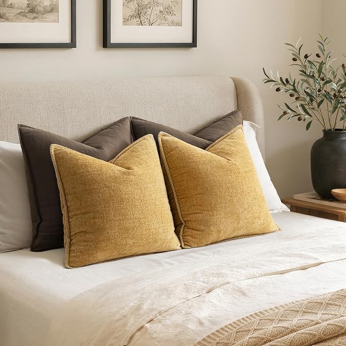 MIULEE Decorative Couch Throw Pillow Covers 20x20 Inch Gold 2 Pack | Mustard - Image 6