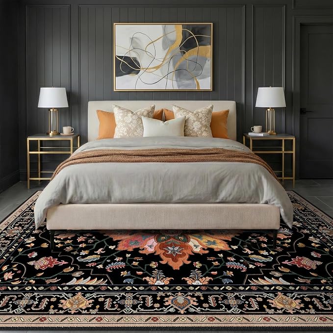 RELEANY Washable Area Rug, Water Repellent, Pet Friendly, Vintage Floral Boho - Image 2