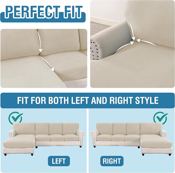 H.VERSAILTEX Sectional Couch Covers 8 Pieces Stretch Sofa Cover - Image 5
