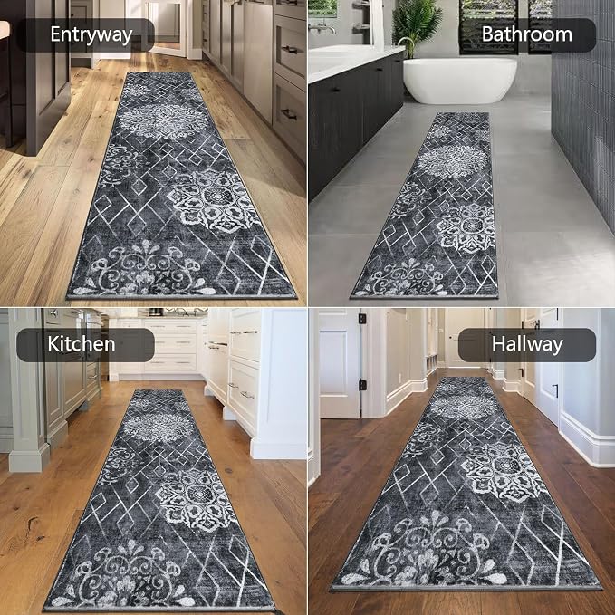HEBE Hallway Runner Rug 2'x10', Washable Non Slip Kitchen Rug Runner | Soft - Image 5